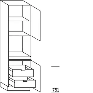 Prog. greeploos Hoge kast voor oven - hoogte 208 cm