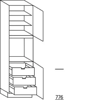 Greeploos Hoge kast voor oven - hoogte 208 cm