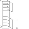 Hoge keukenkast 208 cm hoog, 1 deur, 1 inbouwnis, 1 deur, 4 legplanken