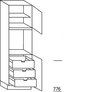 Met greep Hoge kast voor oven - hoogte 195 cm
