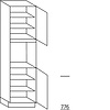 Hoge keukenkast 208 cm hoog, 1 deur, 1 inbouwnis, 1 deur, 4 legplanken
