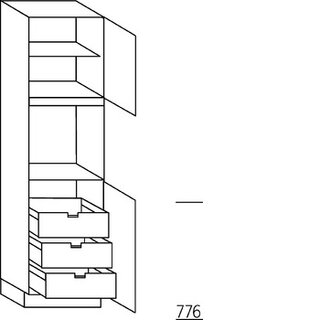 Met greep Hoge kast voor oven - hoogte 208 cm