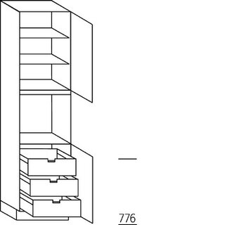 Met greep Hoge kast voor oven - hoogte 221 cm