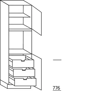 Met greep Hoge kast voor oven - hoogte 195 cm