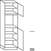 Hoge keukenkast 195 hoog, 1 deur, 1 inbouwnis, 1 deur, 3 legplanken
