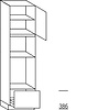 Hoge keukenkast 221 cm hoog, 1 deur, 2 inbouwnissen, 1 korf, 1 legplank