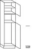 Hoge keukenkast 221 cm hoog, 1 deur, 1 inbouwnis, 1 deur met inbouwnis, 1 legplank