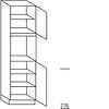 Hoge keukenkast 208 cm hoog, 1 deur, 1 inbouwnis, 1 deur, 3 legplanken