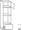 Hoge keukenkast 195 cm hoog, 1 deur, 2 inbouwnissen, 1 korf