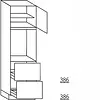 Hoge keukenkast 195 cm hoog, 1 deur, 1 inbouwnis, 1 deur, 1 legplank, 2 korven