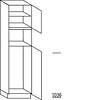 Hoge keukenkast 221 cm hoog, 1 deur, 1 inbouwnis, 1 deur met inbouwnis, 1 legplank