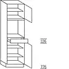 Hoge keukenkast 195 cm hoog, 1 deur, 1 inbouwnis, 1 lade, 1 deur, 3 legplanken