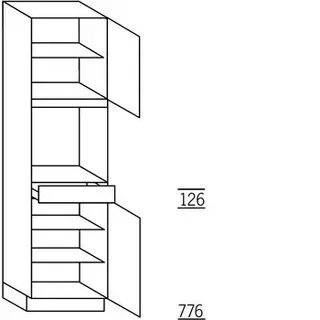 Met greep Hoge kast voor oven - hoogte 208 cm