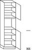 Hoge keukenkast 221 cm hoog, 1 deur, 1 inbouwnis, 1 deur, 4 legplanken