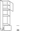 Hoge keukenkast 221 cm hoog, 1 deur, 2 inbouwnissen, 1 korf, 1 legplank
