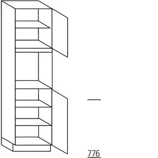 Met greep Hoge kast voor oven - hoogte 208 cm