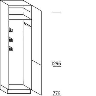 Met greep Hoge bezemkast - hoogte 208 cm