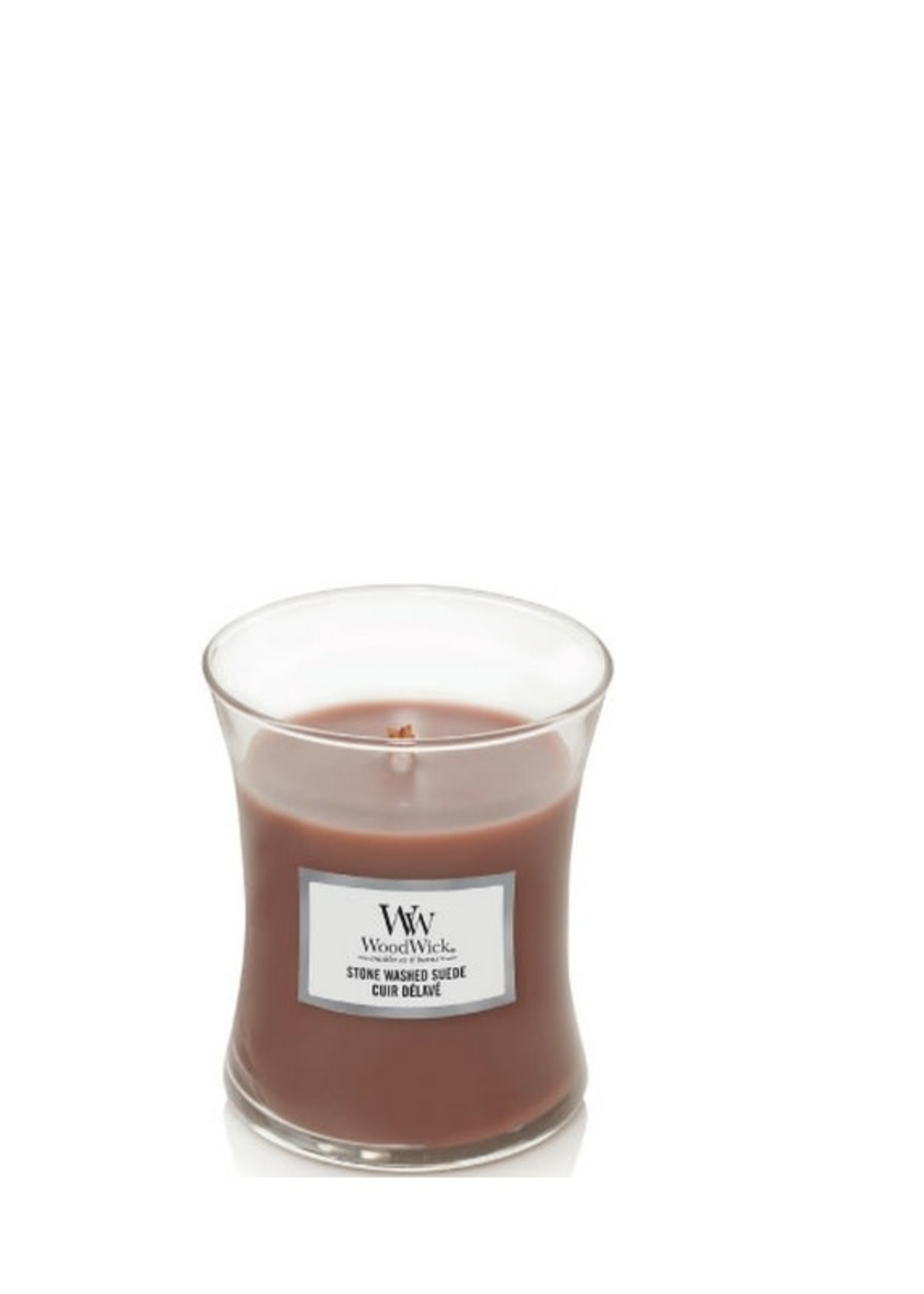 Woodwick Mini Candle  Stone Washed Suede