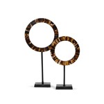 Dekocandle Cirkel  sculptuur op voet, ø 29 x 50 cm, zwart/bruin
