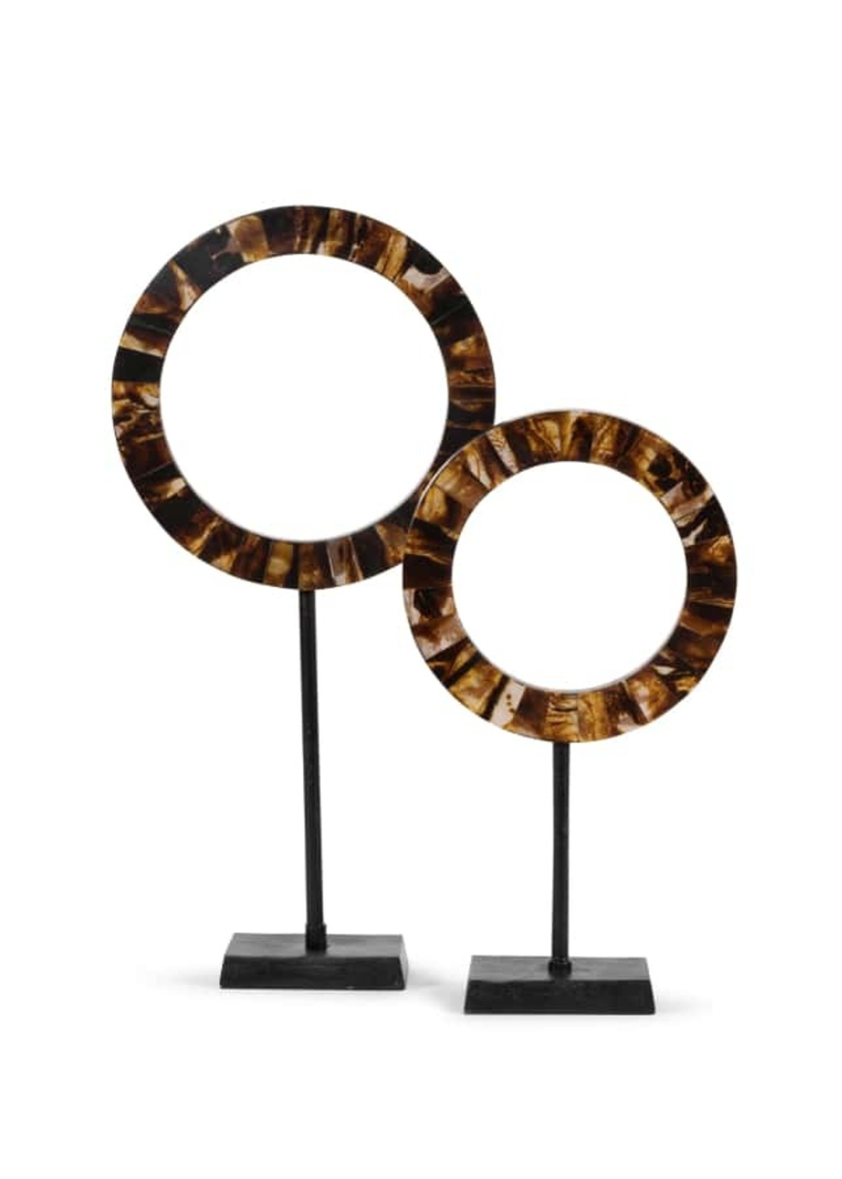 Dekocandle Circle sculpture on stand (ø 29 x 50 cm, Black brown)