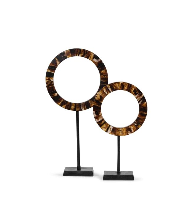 Dekocandle Cirkel sculptuur op voet , ø 34 x 67 cm, zwart/bruin