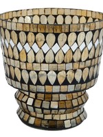 PTMD Riv Gold glass tealight round mosaic pattern 16.0 x 16.0 x 16.0 cm