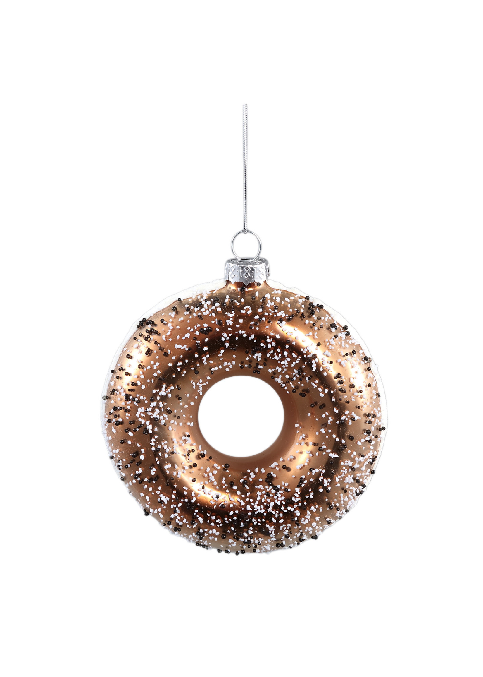 PTMD Xmas Donut Brown glass hanging ornament with sprin