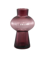PTMD Anouk Purple solid glass vase ribbed round high