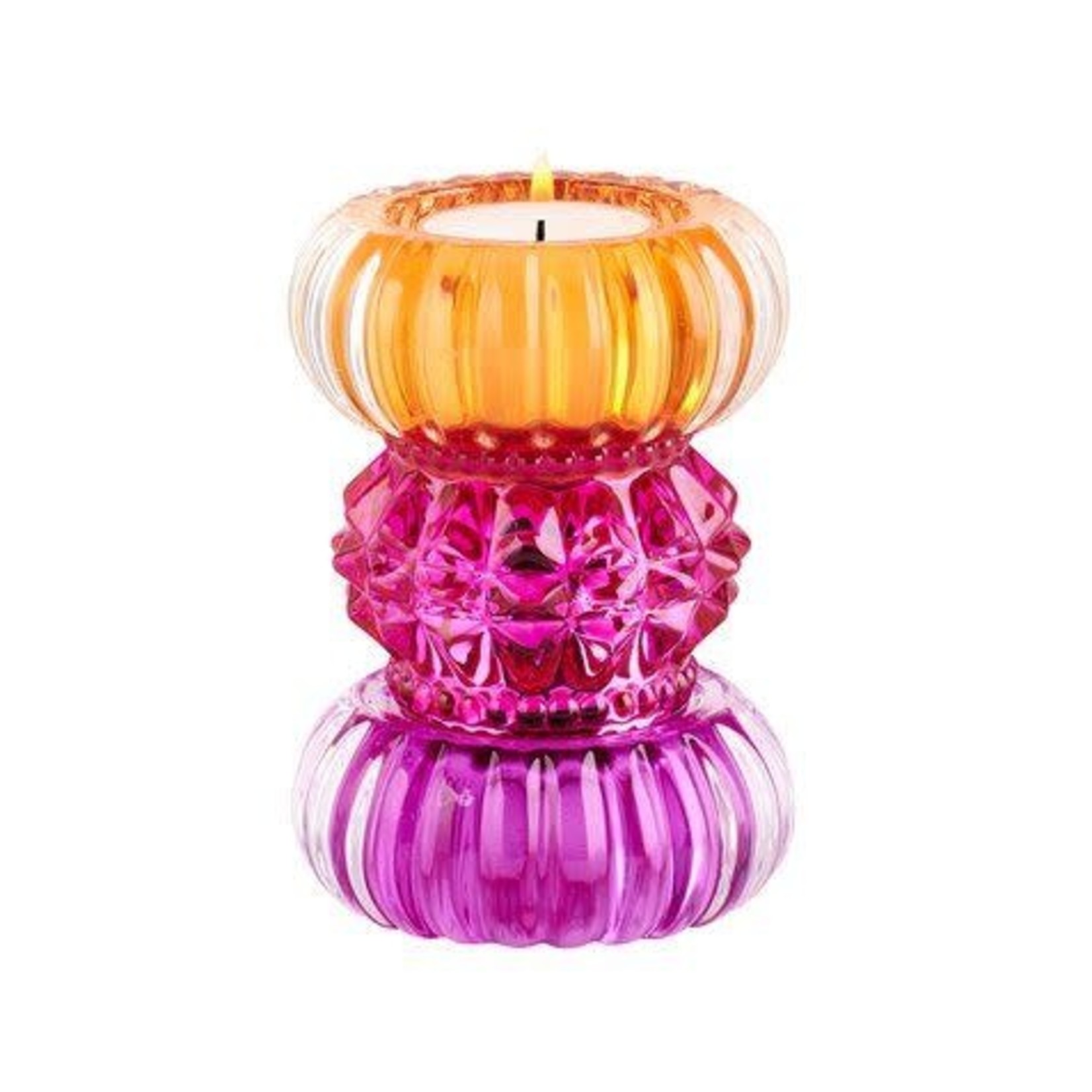 Giftcompany Sari, tea light holder h11,5cm, round, orange/pink/purple, sprayed