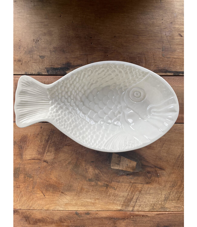 Duro Ceramics Vis schaal wit diep 32,5 x 18 x6 cm