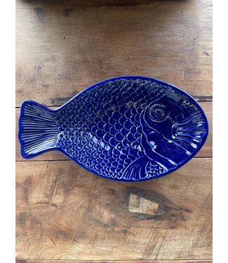 Duro Ceramics Vis schaal blauw diep- 32,5 x 18 x 6 cm