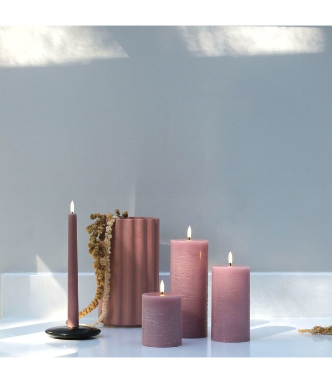 Uyuni LED stompkaars - Poederroze -  rustiek - 7,8x20 cm