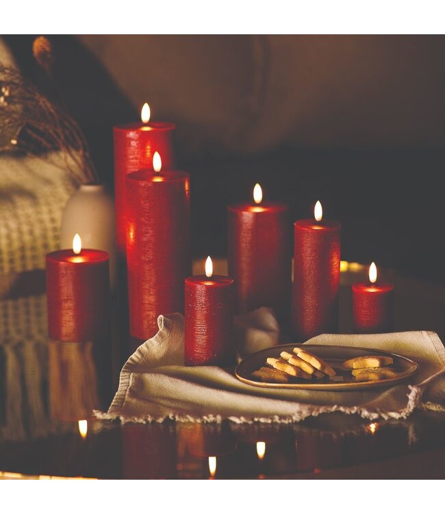 Uyuni LED stompkaars -  Karmijnrood - rustiek - 7,8x10  cm