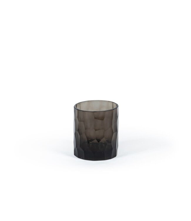 Dekocandle T-licht houder glanzend honingraatpatroon  (smoke )  (7.5x8 cm)