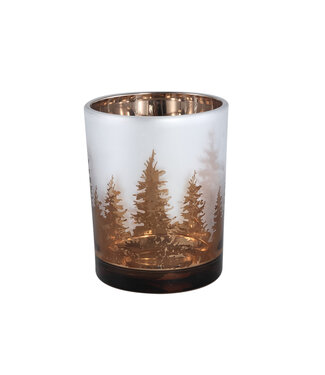 PTMD Claire Bronze glass tealight round with trees L