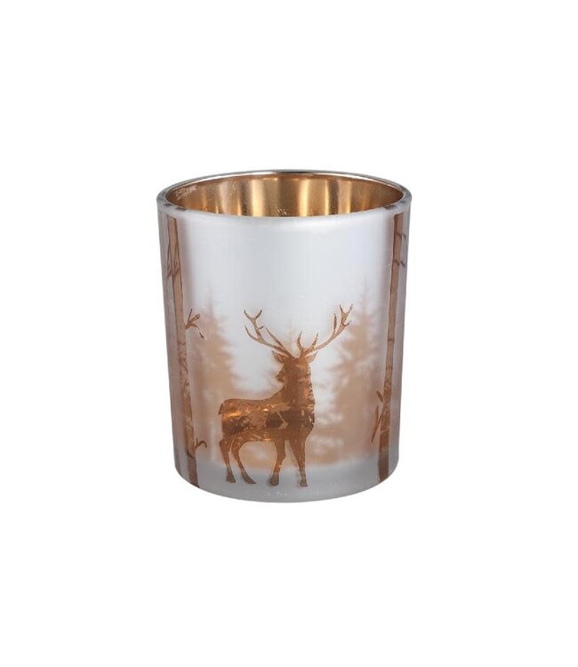 PTMD Denico Bronze glass tealight round reindeer M
