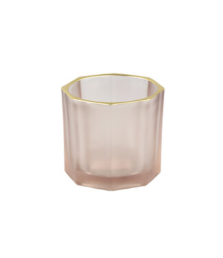 PTMD Magali Light Brown glass tealight octagon gold top
