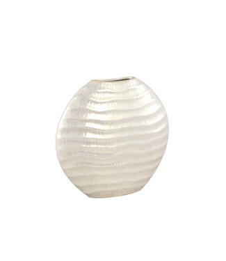 Caitlyn Pearl glazed ceramic pot round wave S