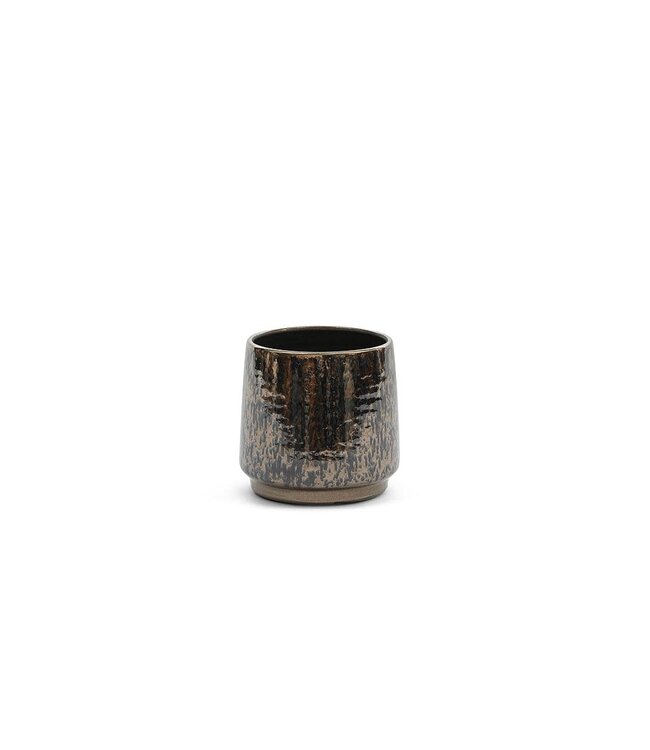Dekocandle Flowerpot spotted - terracotta - platinum glazed (Ø20x20cm)