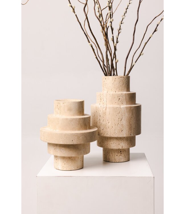 Travertine Agano vaas Medium H23cm Ø20cm