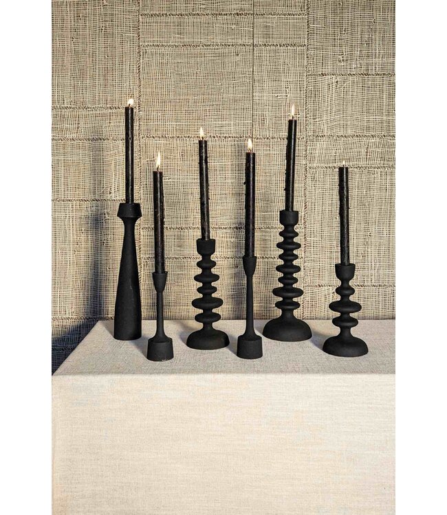 PTMD Bosco Black casted alu candleholder round L