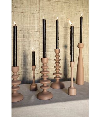 PTMD Bosco Beige casted alu candleholder round L