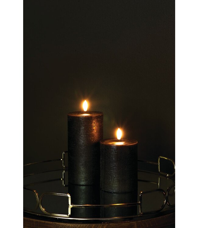 Uyuni Led stompkaars - Zwart-rustiek - Ø7,8x 20 cm