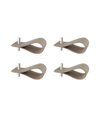 Servetringen set van 4, natuurlijk leer, beige, aluminium