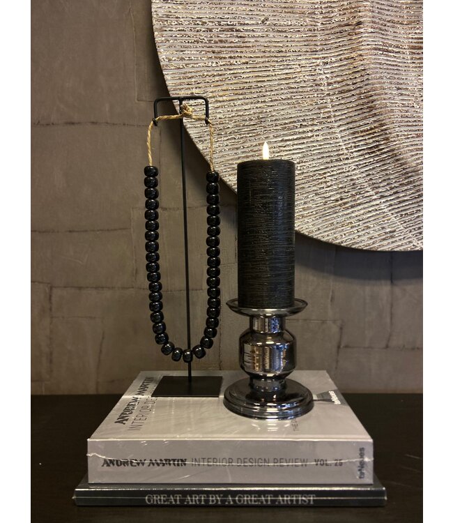 Uyuni Led stompkaars - Zwart-rustiek - Ø7,8x 20 cm