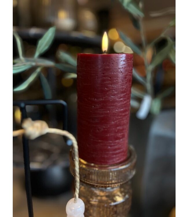 Uyuni LED stompkaars -  Karmijnrood - rustiek - 7,8x10  cm