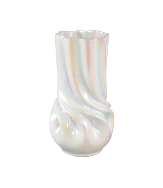 Neilly Pearl ceramic glazed round pot wavy twist L