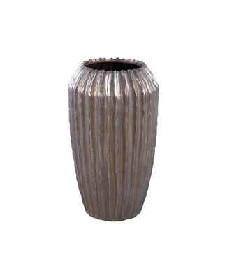 Bodi Bronze ceramic pot round high ribbed M