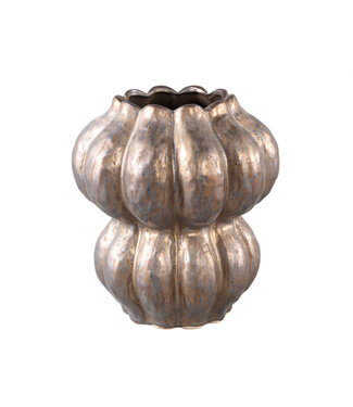 PTMD Niek Bronze ceramic pot round shaped bulb M