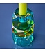 Kandelaar turquoise/gold/blue  6x6x10,5 cm